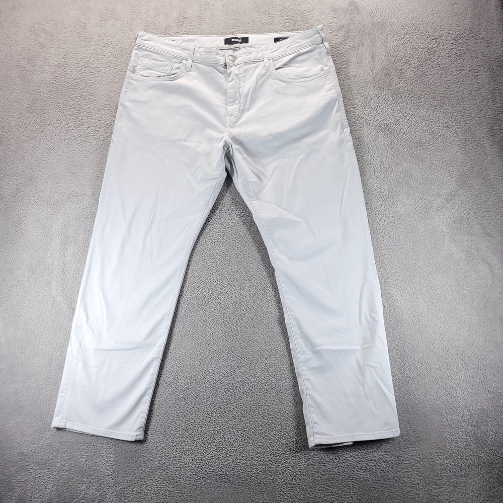 Mavi Jeans Mens 38x30 White Matt Relaxed Straight Stretch Denim Comfort Casual